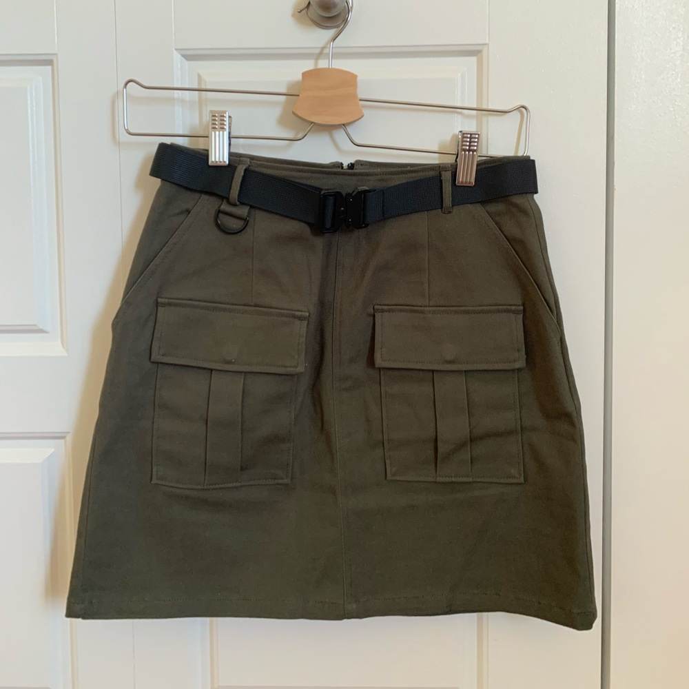 Twik Khaki Belted Military Skirt